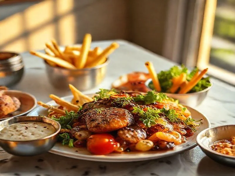 An abstract, organic composition of three distinct, raw, pristine ingredients of contrasting textures: a perfect, unblemished heirloom tomato with dew drops, a sprig of fragrant rosemary with fine details, and a piece of artisanal, crusty bread with visible grain. They are arranged on a dark, rough-hewn slate slab. Dramatic, high-contrast chiaroscuro lighting highlights individual textures and forms, evoking purity, origin, and the beauty of natural elements. The composition forms a natural, asymmetrical balance, symbolizing the brand's foundation in quality and connection to culinary roots.